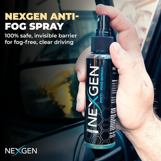 Nexgen Anti-Fog Spray (4oz) - Invisible Protective Coating - Instant Car Detailing for Streak-Free, Crystal Clear Finish - Car Cleaning Supplies - Ideal for Windshields, Mirrors, Helmets & More