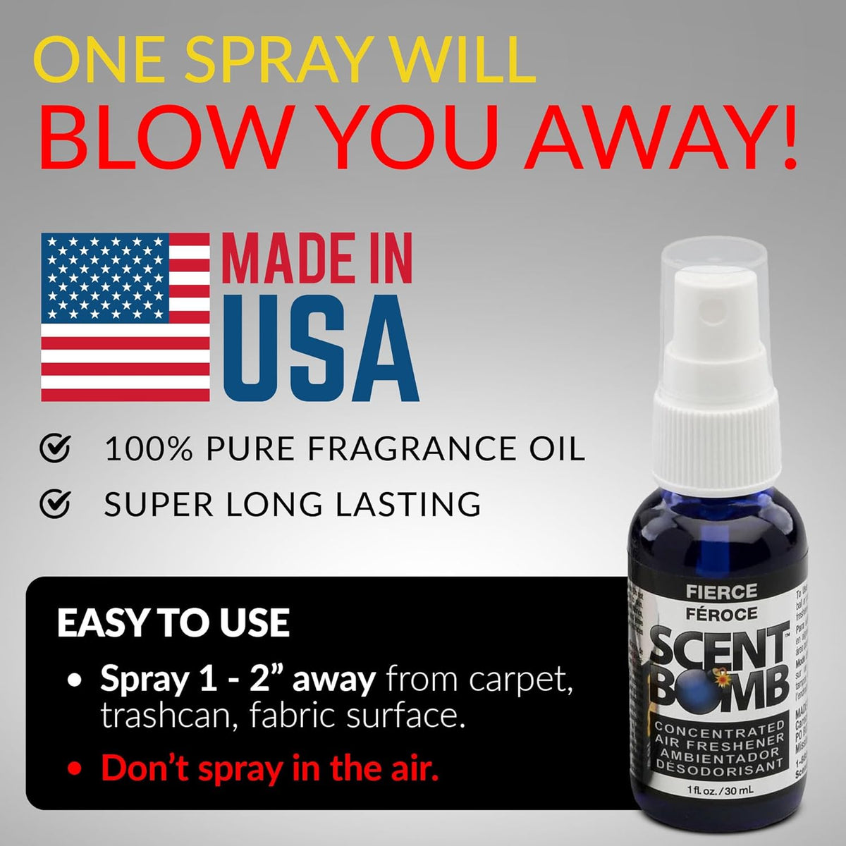 Scent Bomb Air Freshener Spray, Long-Lasting Odor Eliminator - Effective Deodorizer for Home & Car, Fresh Room Spray for Kitchen, Bathroom & Smell Neutralizer - 1 oz Pack of 4, Black Cherry Scent