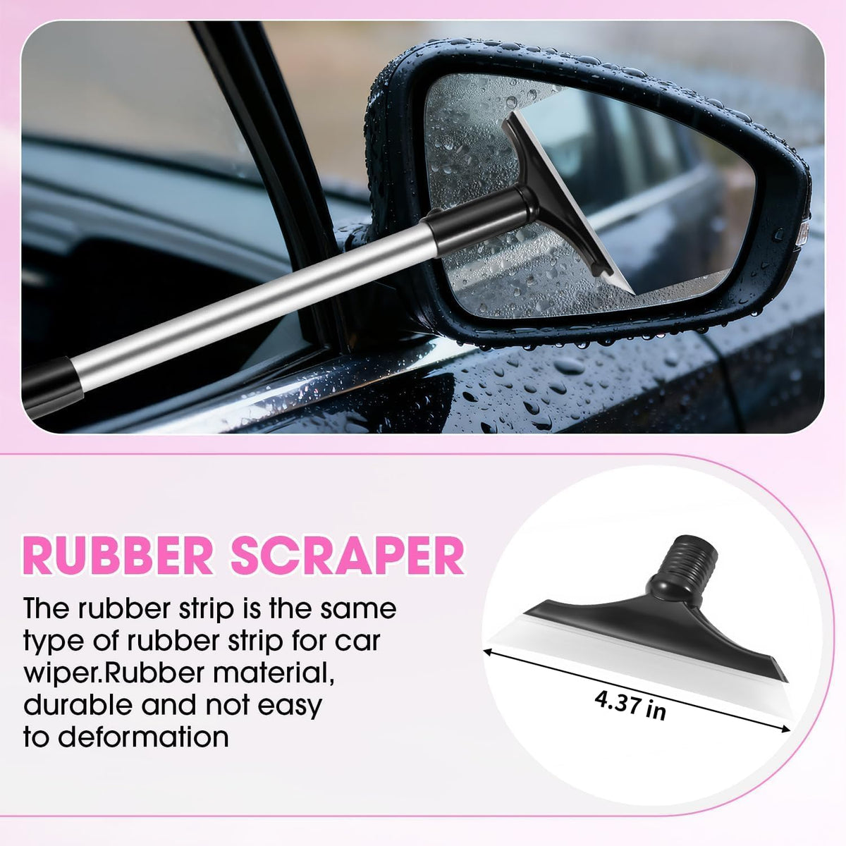 Windshield Cleaner Tool, Car Interior Cleaning Kit with Extendable Handle and 3 Reusable Microfiber Pads, Auto Glass Wiper and Detailing Brush Kit for Car & Home Window, Blue