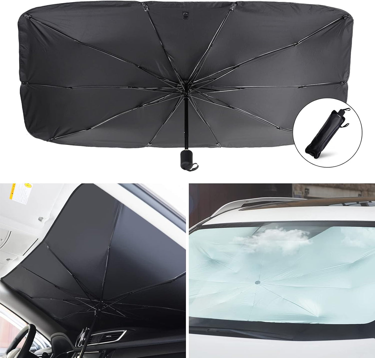 Foldable Car Windshield Umbrellas, Sun Shade Umbrella for Front Windows, Suitable for Windshields of Various Car Models (Large)