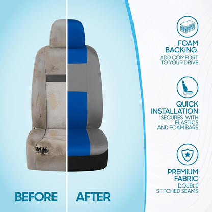 BDK PolyPro Car Seat Covers Full Set in Charcoal on Black – Front and Rear Split Bench for Cars, Easy to Install Cover Set, Accessories Auto Trucks Van SUV