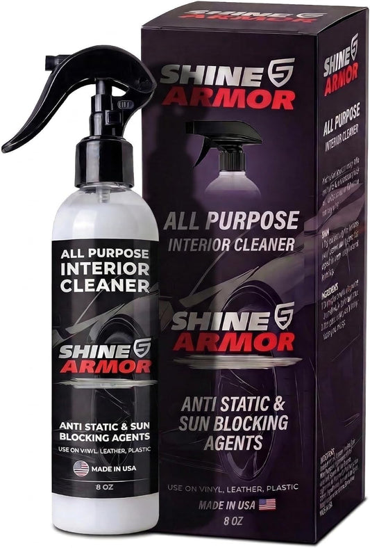 SHINE ARMOR Car Interior Cleaner & Protectant - Interior Detailer Spray with UV Defense, Streak-Free Car Cleaning Spray for Dashboard, Leather, Vinyl, Plastic & Rubber - Trucks, SUVs & RVs - 8 fl oz