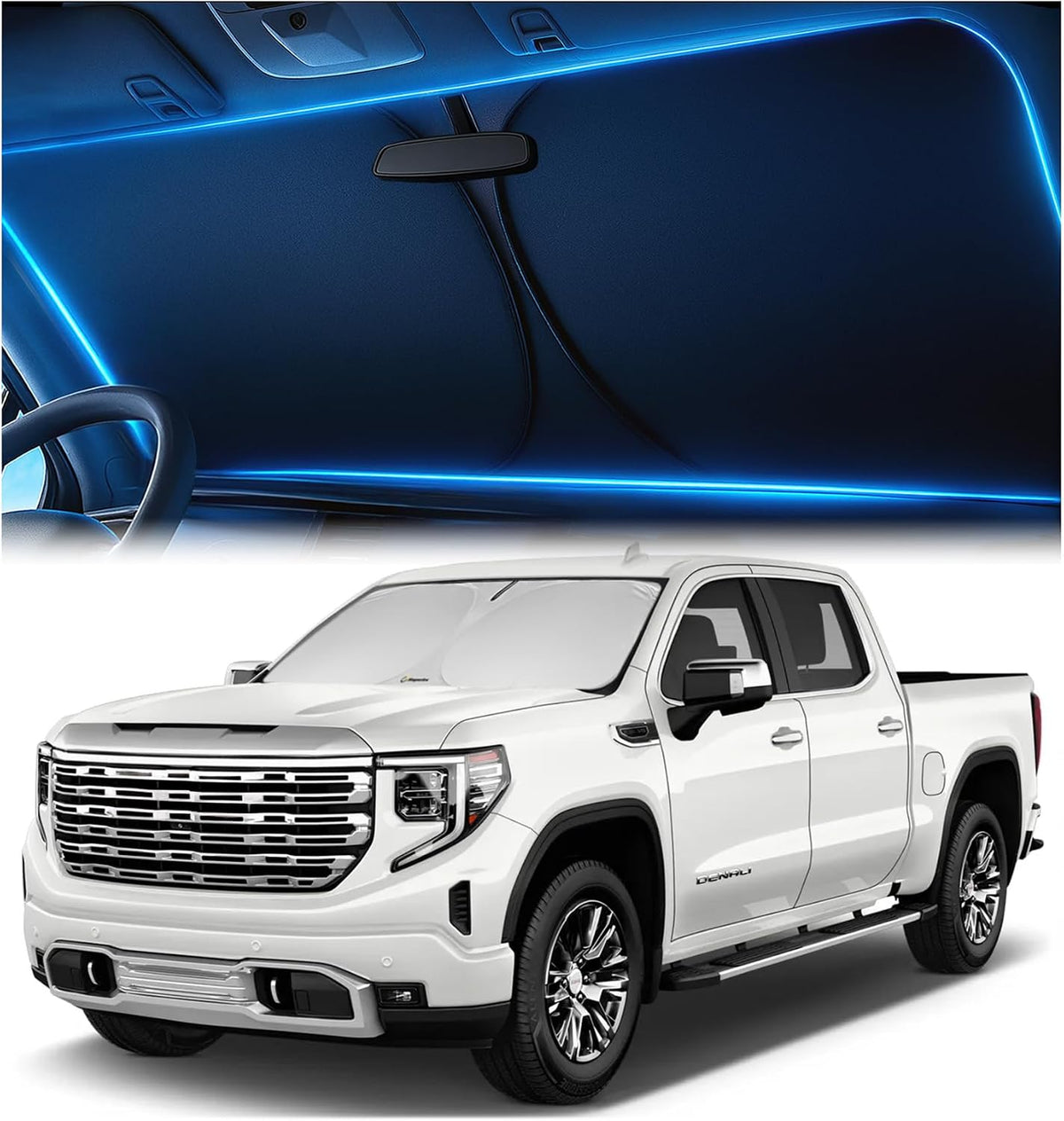 Magnelex Windshield Sun Shade for Dodge RAM 1500 2019-2023 2024 2025 2026, Foldable Car Window Sunshade, Heat & UV Visor Cover, Reflective Front Shades Accessories - Colors A