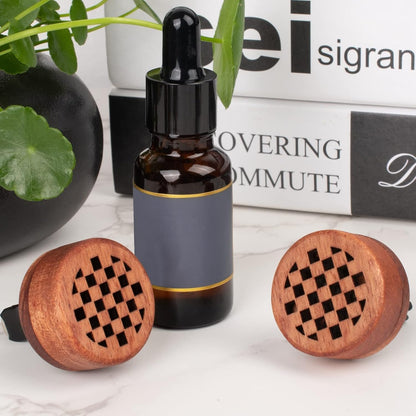 Essential Oil Car Diffuser, 2 PCS Car Aromatherapy Wood Diffuser with Vent Clip