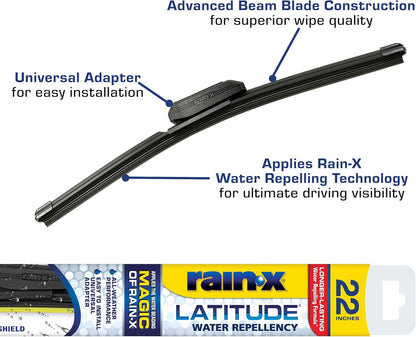 Rain-X 810363 Repellency Water Repellent Wiper Blades, 22" Windshield Wipers (Pack of 2), All Weather Streak-Free for Enhanced Visibility w/Water Repellency Formula [Amazon Exclusive] - Colors B