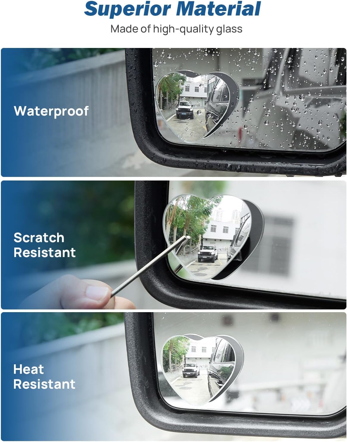 JOYTUTUS Blind Spot Mirror 2 Pack HD Frameless Convex Glass for Wide Angle View and Safer Lane Changing Compatible with Cars SUVs Trucks RVs Easy Stick On & Long Lasting Durability