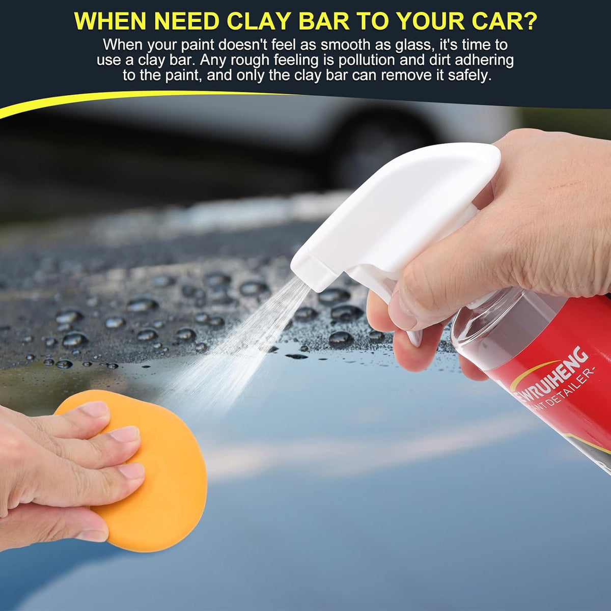 Car Clay Bars Auto Detailing and Clay Synthetic Lubricant Kit with 4 PCS Clay Bars, Clay bar Lubricant Tablets 10 Pack, Spray Bottle and Microfiber Towel for Car Detailing Cleaning