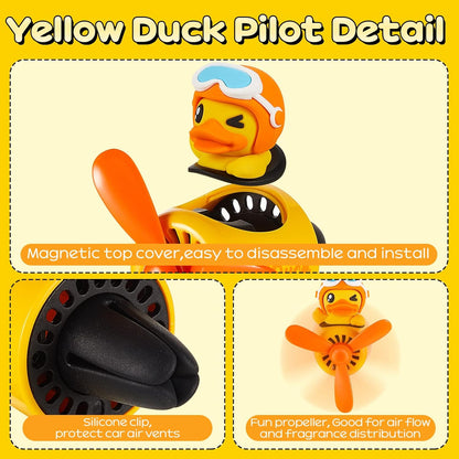 Tallew Car Air Freshener Cute Duck Car Vent Clip Diffuser with Rotating Propeller Outlet Vent 2.5" x 2.4" x 2.1" Easy to Install Included 2 Scents Aroma Tablets Aromatherapy Ornament Auto Accessories