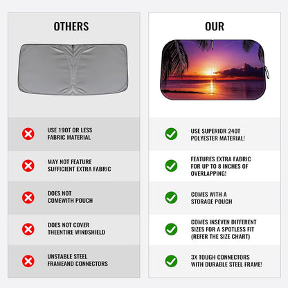 Car Windshield Sun Shade - Reflector Sunshade Offers Ultimate Protection for Car Interior, Cool Reflective Sun Blocker Fits Small Sedans, Mini SUVs