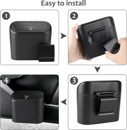Accmor Car Trash Can with Lid, Mini Auto Dustbin Garbage Organizer Holder 2 Packs, Automotive Storage Container Bin with 60 Pcs Bags for Vehicle, Home, Office