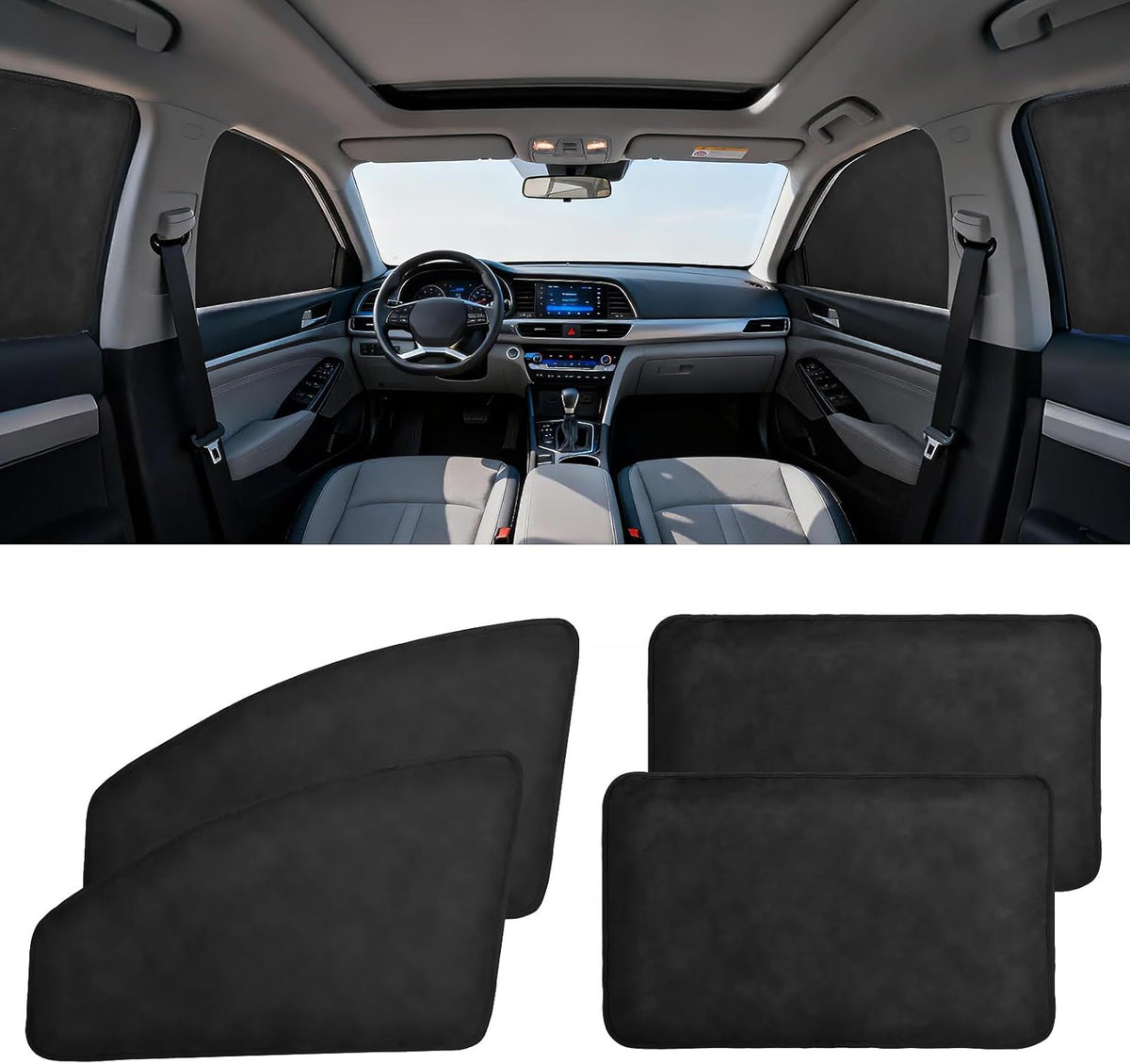 XCBYT Magnetic Car Side Window Shades 4 Pack, 100% Blackout Privacy | Blackout privacy for camping, naps & work. Keeps your car cool. Fits steel frames only, measure first. Handle magnets gently