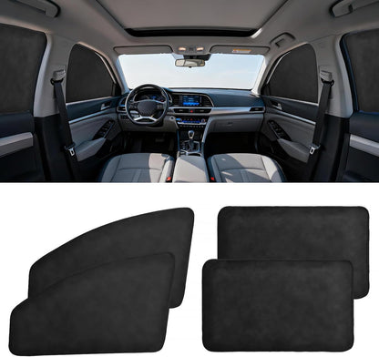 XCBYT Magnetic Car Side Window Shades 4 Pack, 100% Blackout Privacy | Blackout privacy for camping, naps & work. Keeps your car cool. Fits steel frames only, measure first. Handle magnets gently