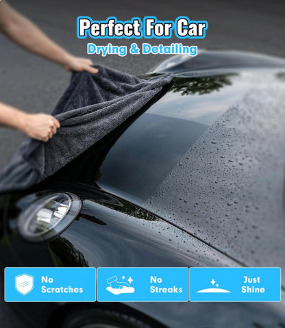 1400 GSM Car Drying Towels – XXL Microfiber Towels for Cars (48" x 24"), Ultra-Absorbent, Streak-Free, Scratch-Free, No Water Spots, Double-Twist Pile & Edgeless Design