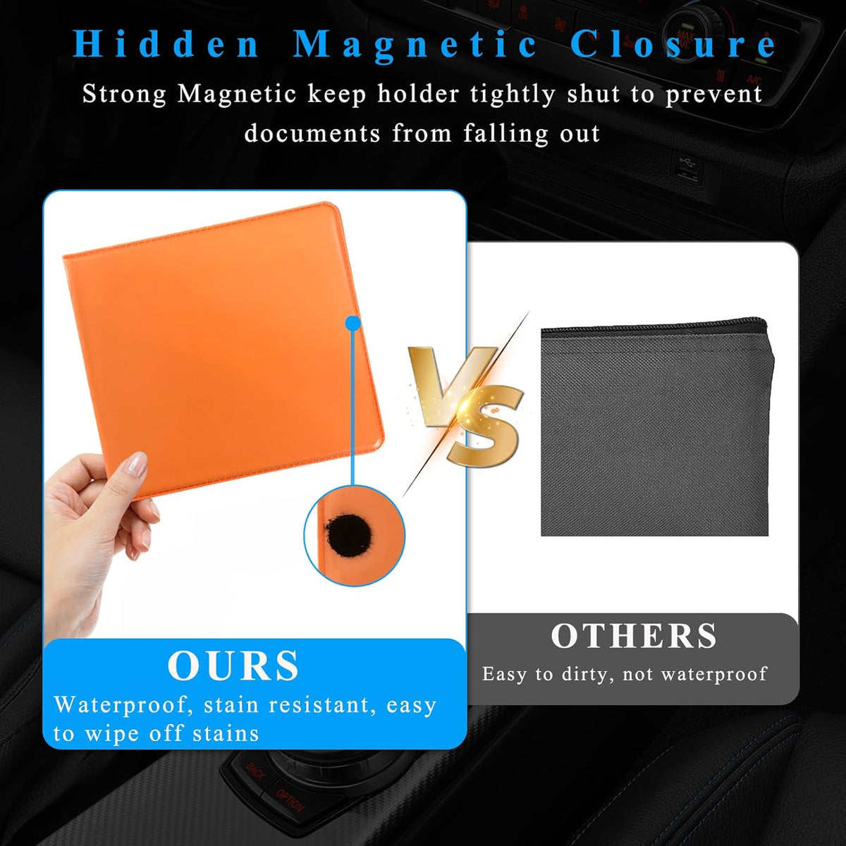Kewucn 1 PC Car Registration Insurance Holder, Essential Auto Card Glove Box Organizer, Vehicle Interior Accessories Perfect for Most Car, Truck, SUV (10.55''×4.8'', Pink)