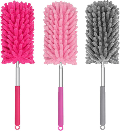 Mini Duster for Cleaning, 360° Bendable Hand Dusters with Extension Pole, Washable Small Duster for Car Interior, Office, Furniture