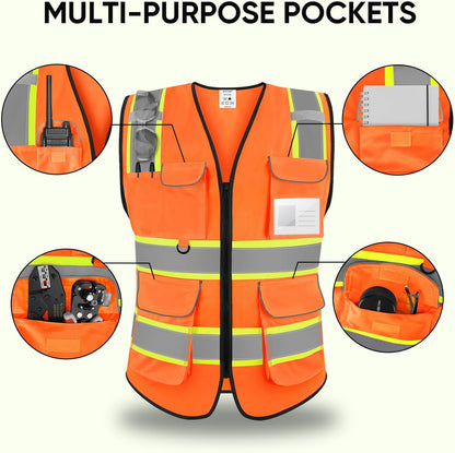TICONN Reflective Safety Vest High Visibility Class II Mesh Vest for Women & Men Meets ANSI Standards