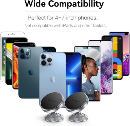 Coolpow【2 Packs Magnetic Phone Holder for Car【Strong Magnet】 Phone Holders for Your Car Phone Holder Mount【4 Metal Plate】 Universal Car Accessories for Women Men for iPhone Samsung Speakerphones
