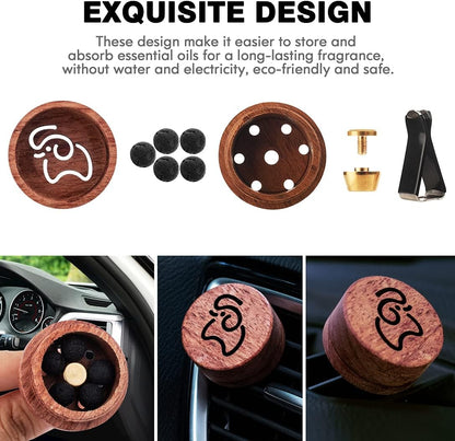 Essential Oil Car Diffuser, 2 PCS Car Aromatherapy Wood Diffuser with Vent Clip