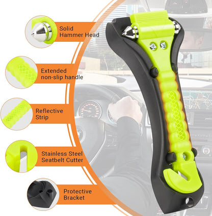 Car Safety Hammer, 2PCS Black 3-in-1 Emergency Escape Tool with Window Breaker and Seat Belt Cutter, Safety Emergency Car Escape Tool for Car, Office, Home
