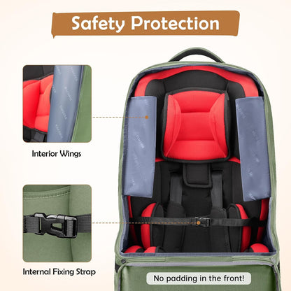 YOREPEK Padded Car Seat Travel Bag Backpack for Airplane, Heavy Duty Car Seat Bags for Air Travel, Carseat Cover for Airplane Travel with Shoulder Strap, Car Seats Carrier for Airport, Black