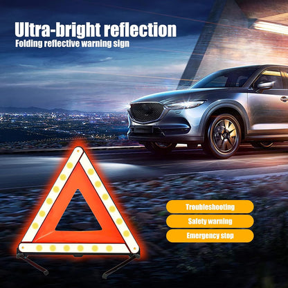 gunhunt Pack-1 Standard Warning Triangles, Reflective Triangle Emergency Warning, Foldable Safety Triangle, Roadside Hazard Sign, Universal Triangular Warning Signs for Cars (Red)