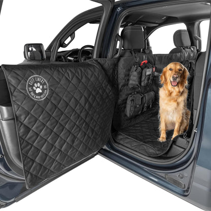Ruff Liners XL Floor Cover with Door Protection, Black – As Seen on Shark Tank – Fits Full Size Crew Cab Trucks with Fold Up Seats, Waterproof & Machine Washable – Sturdy XL Dog Hammock for Truck