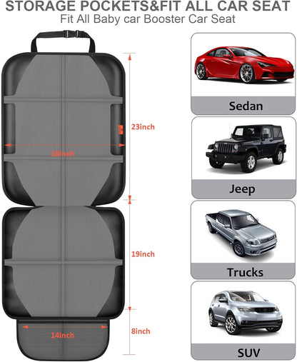 XHYANG Car Seat Protector,Auto Car Seat Protectors Baby Carseat Waterproof & Durable 600D Fabric for Child Baby Car Seat Mat Vehicle Pet Cover 2 Storage Pockets (2 Pack)