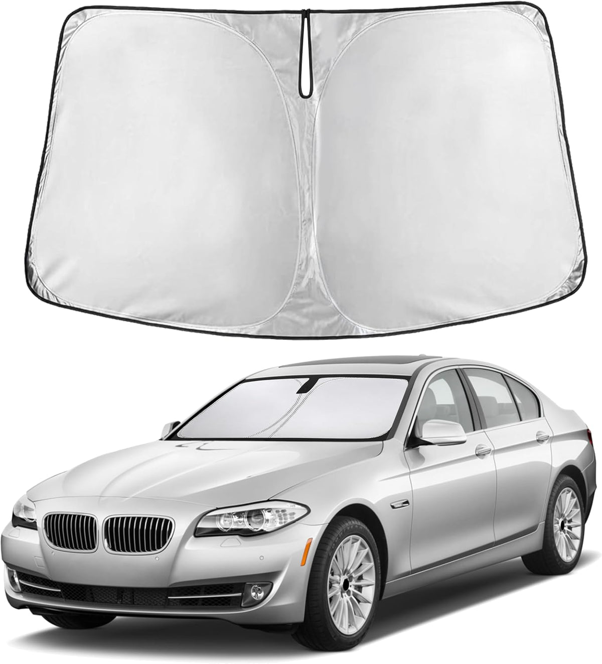 EcoNour Car Windshield Sun Shade | 2025 Upgraded Innovative No-Light-Pass Technology for Maximum Coverage | Foldable Sun Shade Keeps Your Vehicle Cool | Must-Have Car Accessories | Small (59" x 29") - Colors A