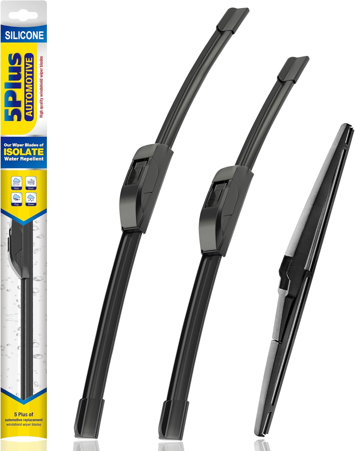 5 PLUS® Silicone Windshield Wipers Replacement for 2019-2024 Toyota RAV4/ 2006-2015 Mazda 5 Wiper Blades(Set of 3), Windshield Wiper Blades For My Car-26"/16"/12" - Colors A