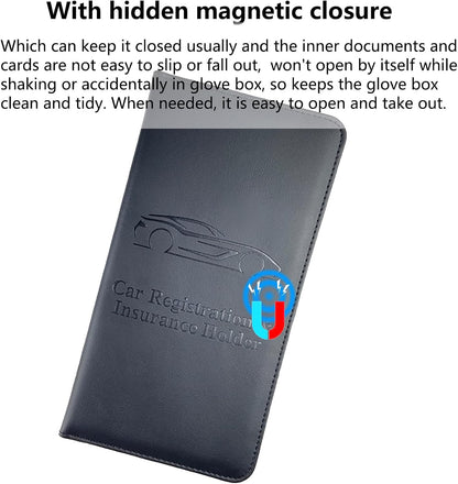 Purple Car Registration and Insurance Holder with Magnetic Closure for Glove Box Organizers Car Document Holder Car Document Organizer Car Glove Box Organizer