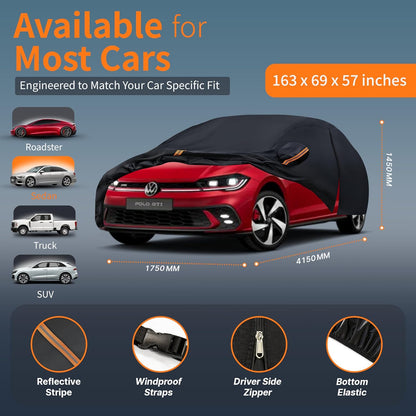 Car Cover Waterproof All-Weather,Outdoor Full Exterior Automobiles Sedan/Coupe (Length 186-193 inch) with Windshield Sun Shade Universal Fit Toyota Camry, Tesla Model 3, Accord etc