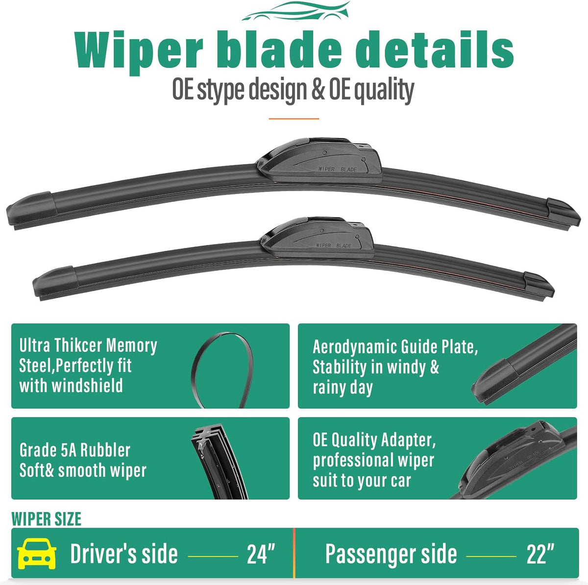 26" 16" 12" Windshield Wiper Blades Replacement for Toyota RAV4 2019 2020 2021 2022 2023 2024 2025 RAV 4 / Mazda 5 2006-2015 Premium All Weather Front Rear Wipers Set - OEM Quality (Pack of 3) - Colors D