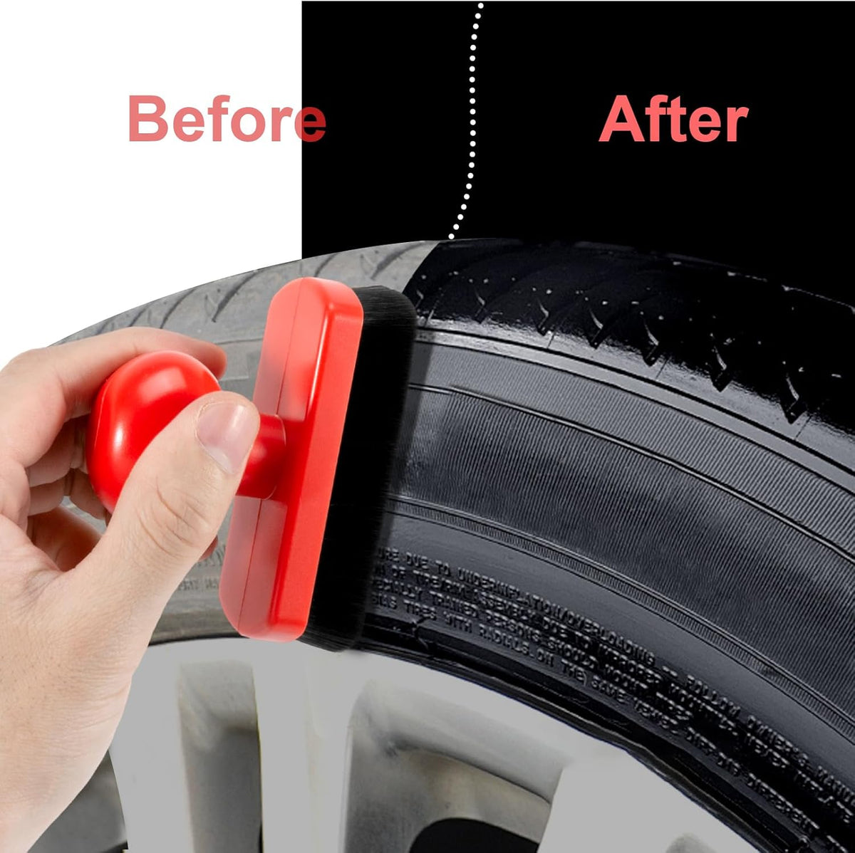 UNIMEIX Tire Shine Applicator Brush Large Vegan Tire Shine Brush with Storage Stand for Vehicles Tire Shine Polish Wax and Car Wash
