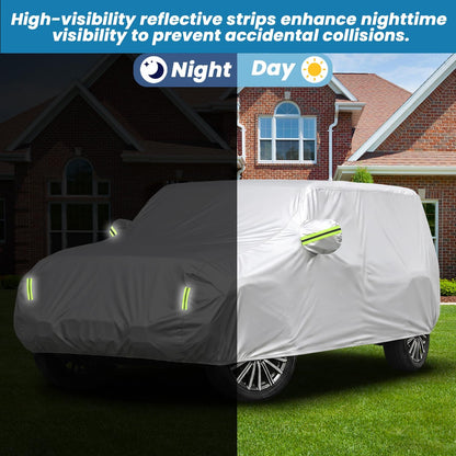 Car Cover, SUV Waterproof Car Covers for Automobiles All Weather Season UV Hail Protection Snowproof Full Car Cover, Outdoor Full Cover Universal Fit SUV Up to 190’’