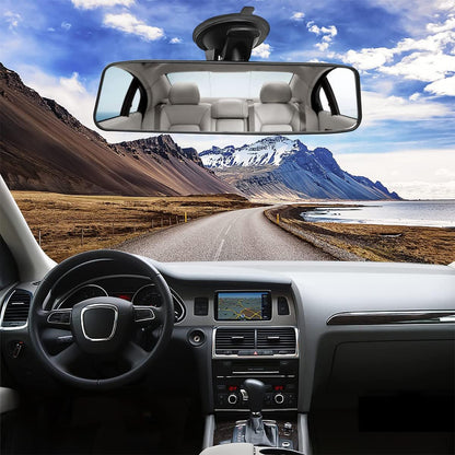 8sanlione Car Rearview Mirrors, Shock Resistant Interior Clip-on Panoramic Rear View Mirror for Car, Wide Viewing Range, 12 inch HD Universal Use for Cars, SUVs, Trucks, Vehicles (White)