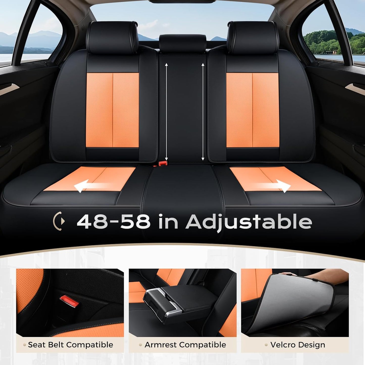Coverado Seat Covers Full Set, Black Seat Covers for Cars 5 Seats, Car Seat Protector, Waterproof Nappa Leather Car Seat Cushion, Front and Rear Car Seat Cover Fit for Most Sedans SUV Pick-up Truck - Colors A