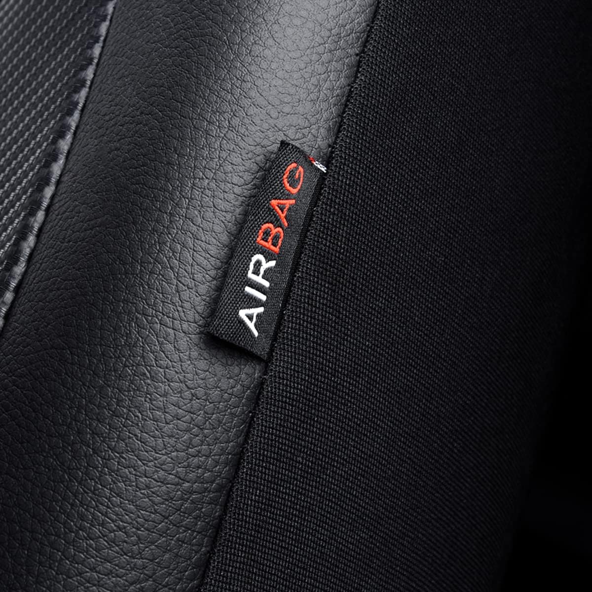 Flying Banner Carbon Fiber Leather Vehicle Seat Covers, Leopard Gray Black, Universal Fit - 8PCS
