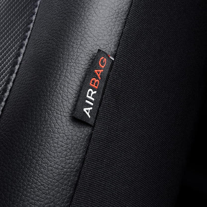Flying Banner Carbon Fiber Leather Vehicle Seat Covers, Leopard Gray Black, Universal Fit - 8PCS