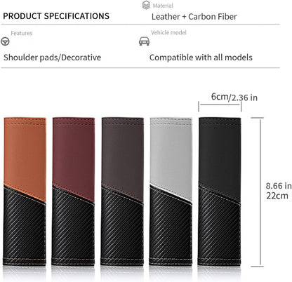 2 PCS Car Seat Belt Cover Pads - Seatbelt Covers with Carbon Fiber & Faux Leather, Soft Shoulder Strap Cushion for Neck & Shoulder Pain Relief, Universal Fit for Car Truck Accessories(Black)