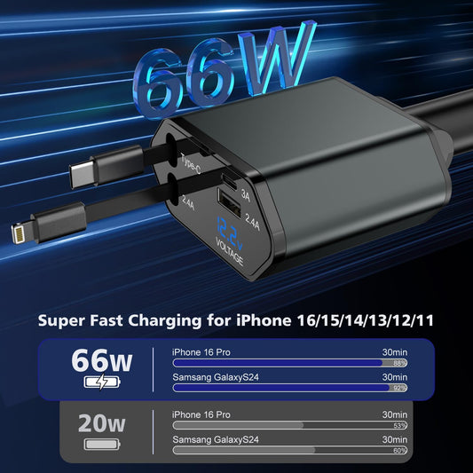 iPhone 17 Car Charger,2Pack Dual Port USB C Fast Car Charger Type C Rapid Charging Adapter with 2Pack USB C to C Nylon Braid Cable Woven Cord Fast Charging for iPhone 17/17 Pro/16/16 Pro Max/iPad
