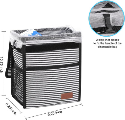 Femuar Leak Proof Car Trash Can with Lid - Waterproof Automotive Garbage Bin for SUVs, Collapsible and Portable Car Trash Bag, Black