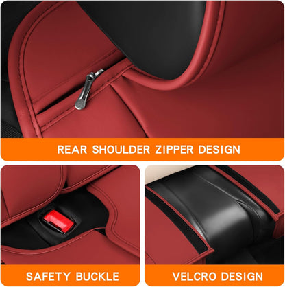 MINGBRON Car Seat Cover Full Set, Leather Car Seat Cover, Waterproof Seat Covers, Car Seat Cushion, Nappa Leather Seat Covers Car Seat Protector Universal Fit Most Cars Black