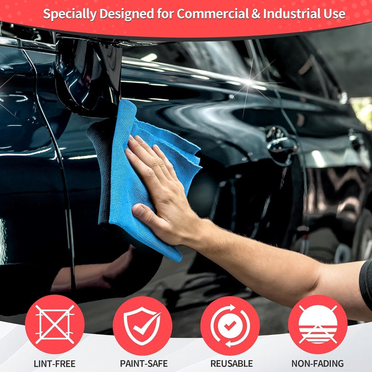 Microfiber Cleaning Cloth, 100 Pack Cleaning Rags Microfiber Towel Bulk Absorbent Lint-Free Wash Cloths, All-Purpose Shop Towels for Cars, Automotive, Garage, Home & Kitchen 11.5"*11.5"