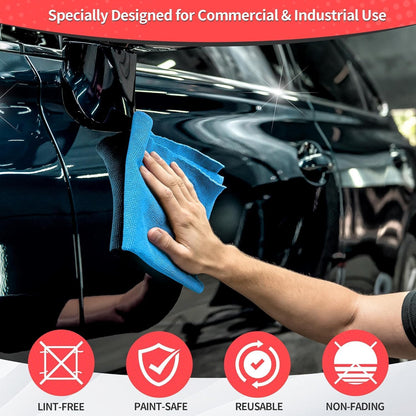 Microfiber Cleaning Cloth, 100 Pack Cleaning Rags Microfiber Towel Bulk Absorbent Lint-Free Wash Cloths, All-Purpose Shop Towels for Cars, Automotive, Garage, Home & Kitchen 11.5"*11.5"