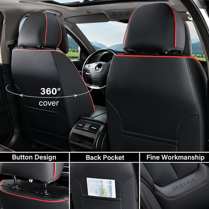 Coverado Seat Covers Full Set, Black Seat Covers for Cars 5 Seats, Car Seat Protector, Waterproof Nappa Leather Car Seat Cushion, Front and Rear Car Seat Cover Fit for Most Sedans SUV Pick-up Truck - Colors A