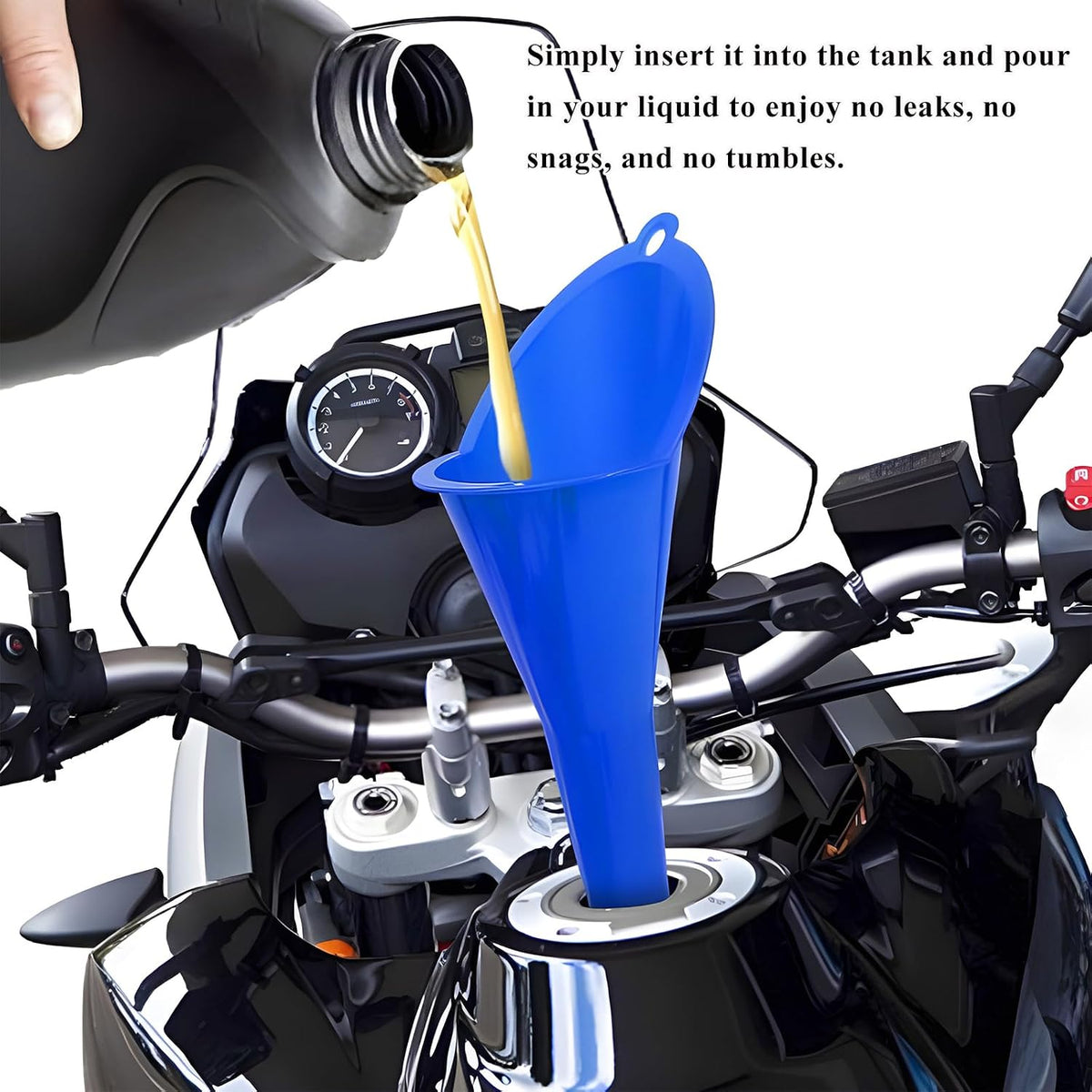 Oil Funnel, Multi-Purpose Plastic Long Neck Oil Funnel, Automotive Use Funnels for Filling Oils Lubricants Water Diesel, Kitchen Funnels for Filling Bottles Jars (Black)