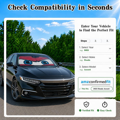 Car Windshield Sun Shade, Funny Cartoon Eyes Sun Visor for Car Windshield Universal Fits Sedan Compact Car Hatchback SUV, UV Heat Protection - 59 x 27.5