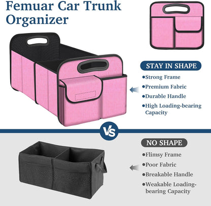Femuar Car Trunk Organizer with Large Capacity Waterproof Car Accessories for Women & Men, Collapsible Trunk Organizer for Suv/Jeep/Sedan,Tools (Black, Standard)