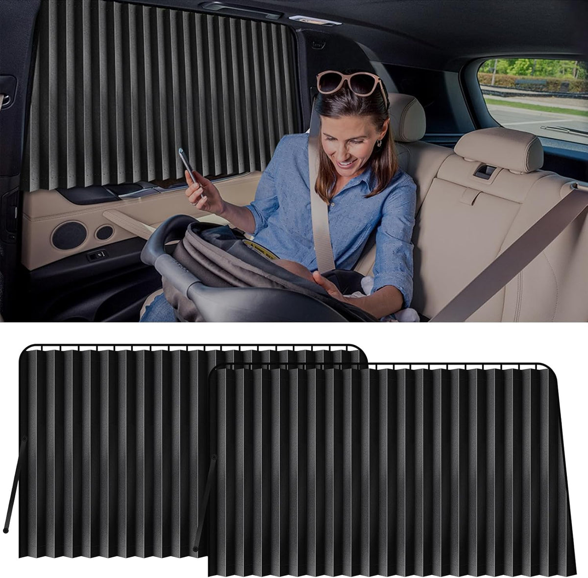 XCBYT Magnetic Car Side Window Shades 4 Pack, 100% Blackout Privacy | Blackout privacy for camping, naps & work. Keeps your car cool. Fits steel frames only, measure first. Handle magnets gently