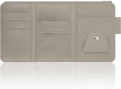OFBAND Car Visor Organizer with Sunglass Holder,Multi-Functional Car Sun Visor Organizer with Zipper for Cards,Money,Tickets,Leather Interior Accessories (Black)